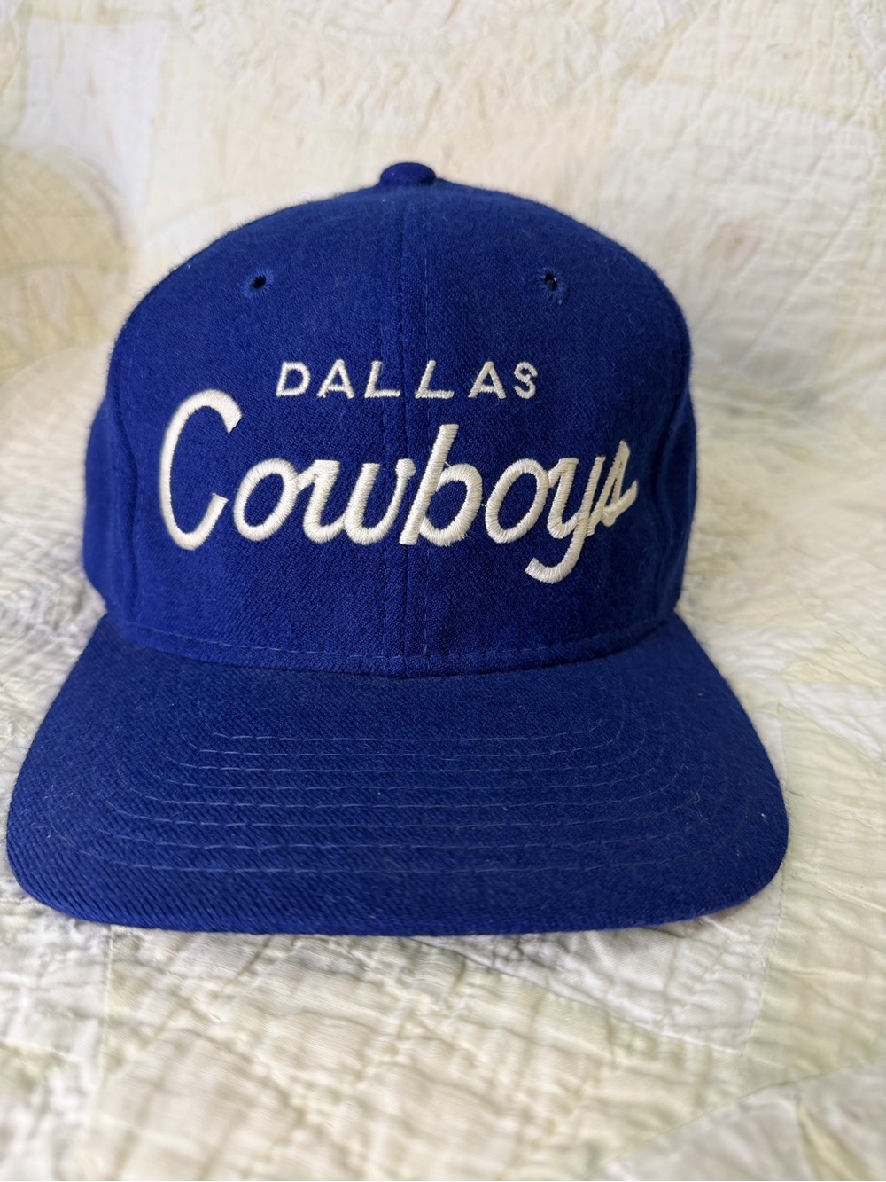 VTG 90's Sports Specialties Dallas Cowboys Script Snapback Hat Cap 100% Wool